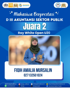 DIPLOMA III IN PUBLIC SECTOR ACCOUNTING STUDENT WINS SECOND PLACE AT THE RAY WHITE OPEN U20